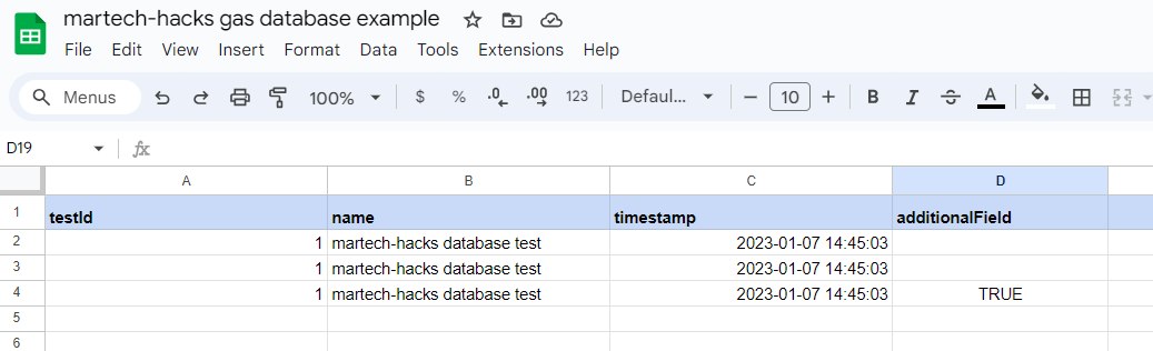 google app script database screenshot